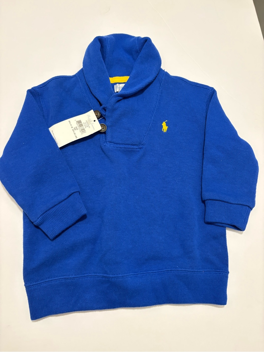 Kids Ralph Lauren Boys' Royal Blue Shawl Collar Pullover NWT